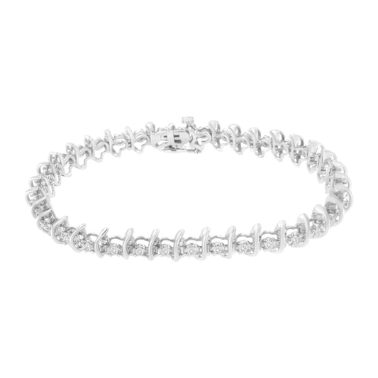 .925 Sterling Silver 1 cttw Prong-Set Diamond Link Bracelet (I-J,