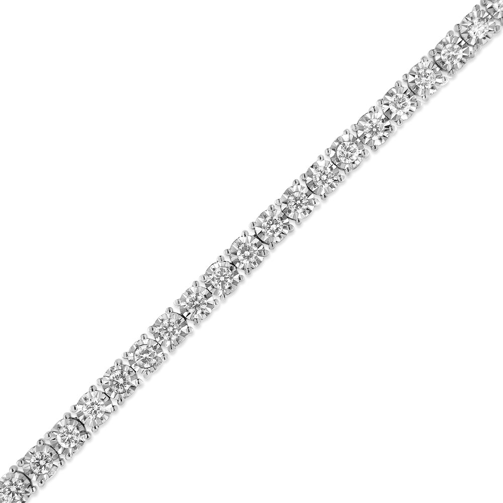 .925 Sterling Silver 3.0 Cttw Diamond Illusion-Set Miracle Plate