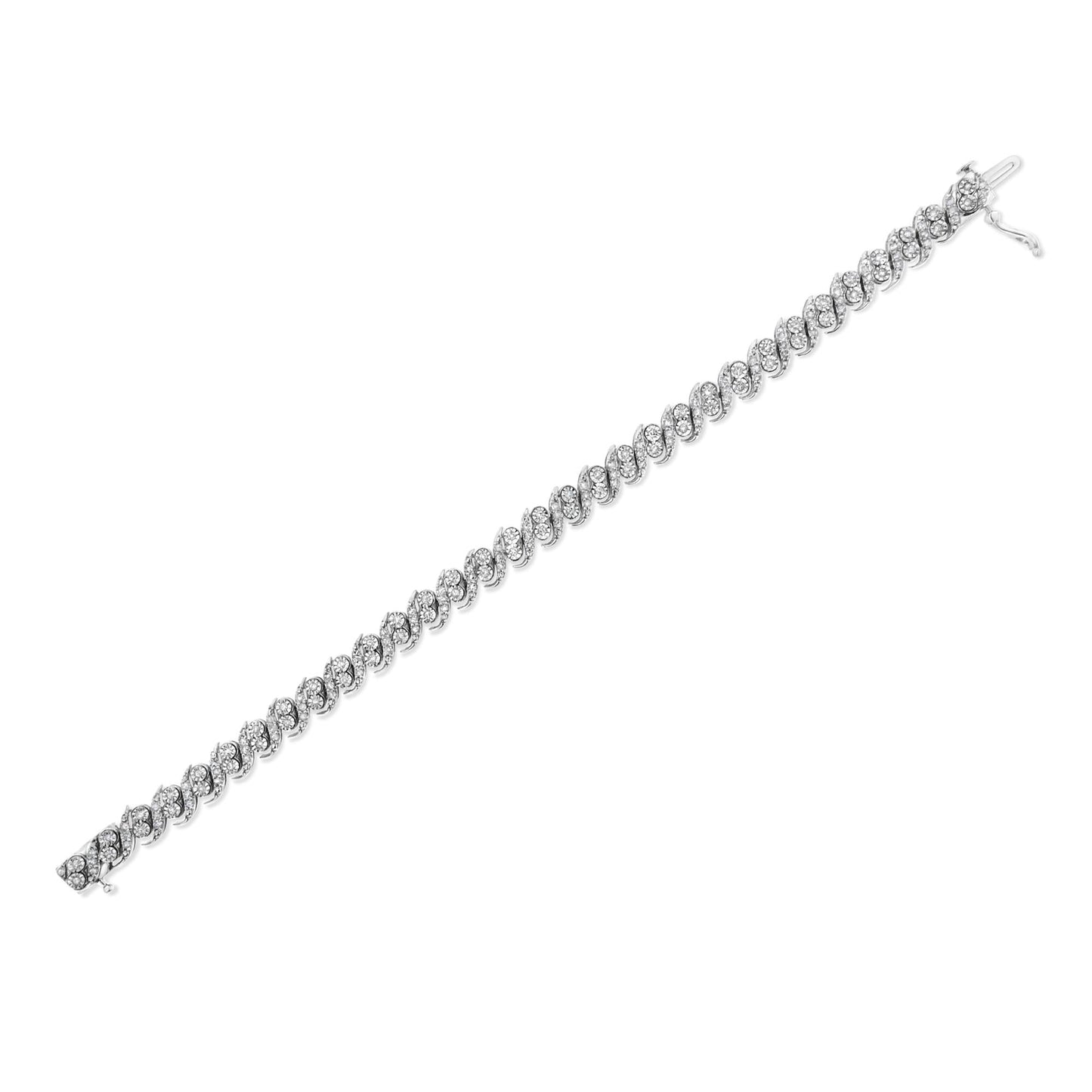 .925 Sterling Silver 2.0 Cttw Round-Cut Diamond "S" Link Bracelet (I-J